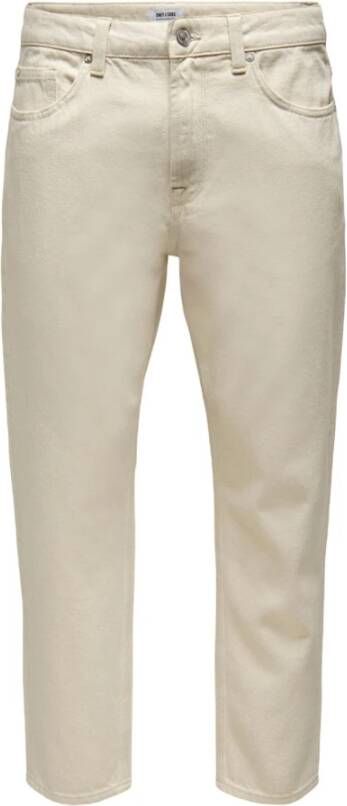 Only & Sons Witte katoenen jeans met rits en knoopsluiting White Heren