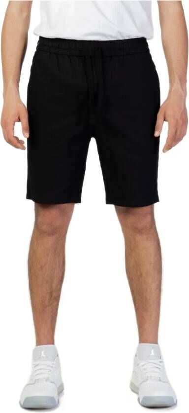 Only & Sons Zwarte katoen-linnen shorts Black Heren