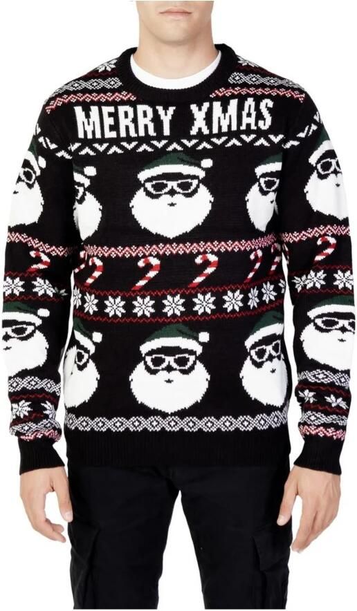 Only & Sons Zwart Bedrukte Gebreide Trui Lange Mouw Ronde Hals Multicolor Heren - Foto 3