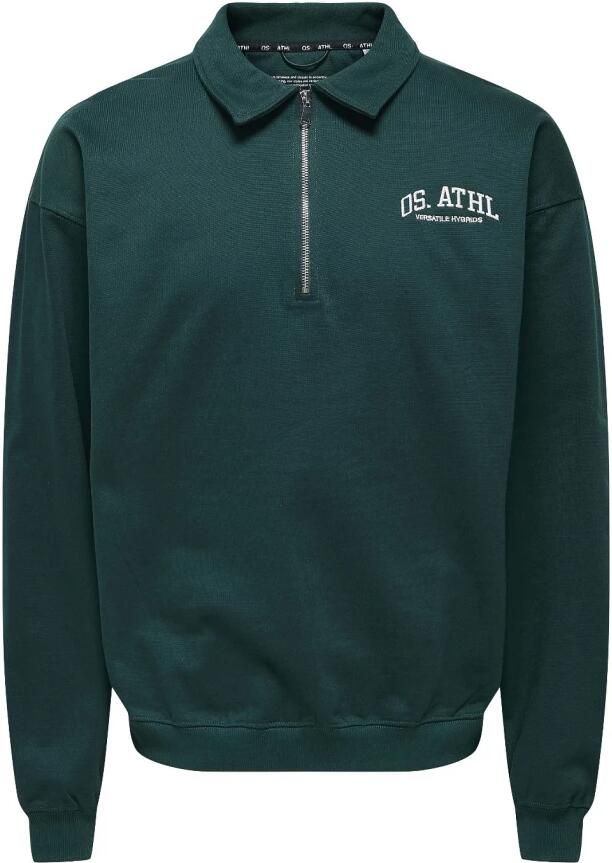 Only & Sons Athletic Rugby Sweatshirt in Ponderosa Pine Green Heren