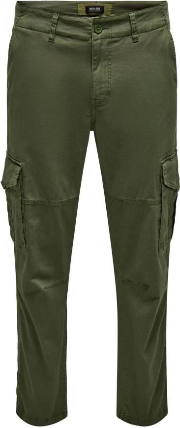 Only & Sons Groene broek met zakken en rits Green Heren