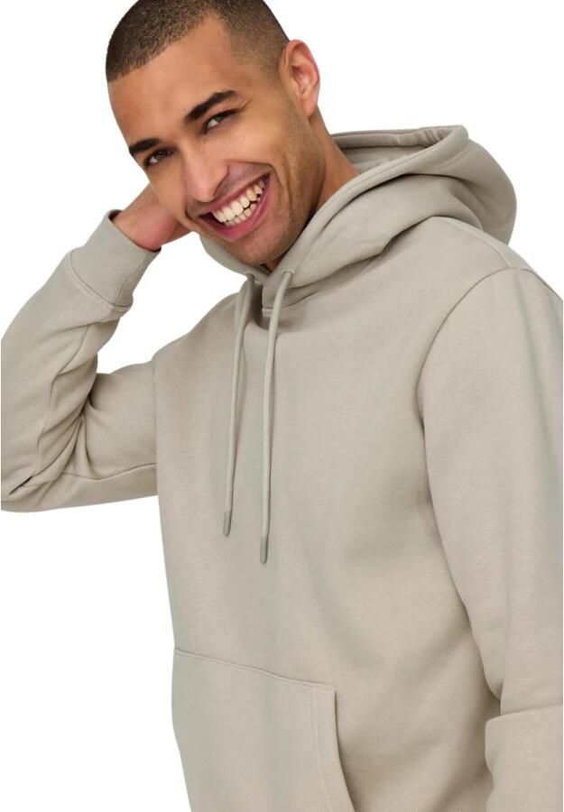 Only & Sons Casual Hoodie Sweatshirt Gray Heren