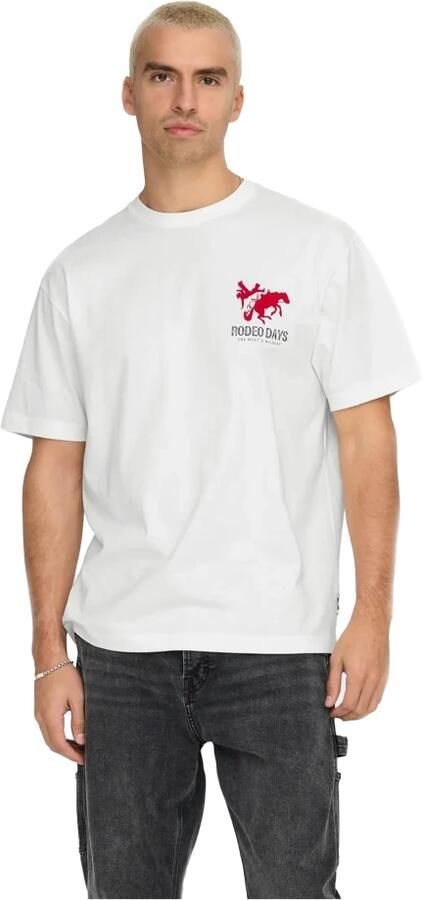 Only & Sons Casual Katoenen T-shirt in Diverse Kleuren White Heren - Foto 4