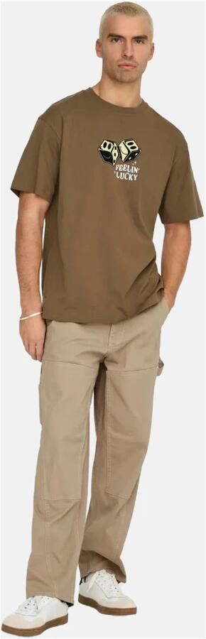 Only & Sons Casual Katoenen T-shirt voor Mannen Beige Heren - Foto 2