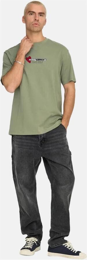 Only & Sons Casual Katoenen T-shirt voor Mannen Green Heren - Foto 4