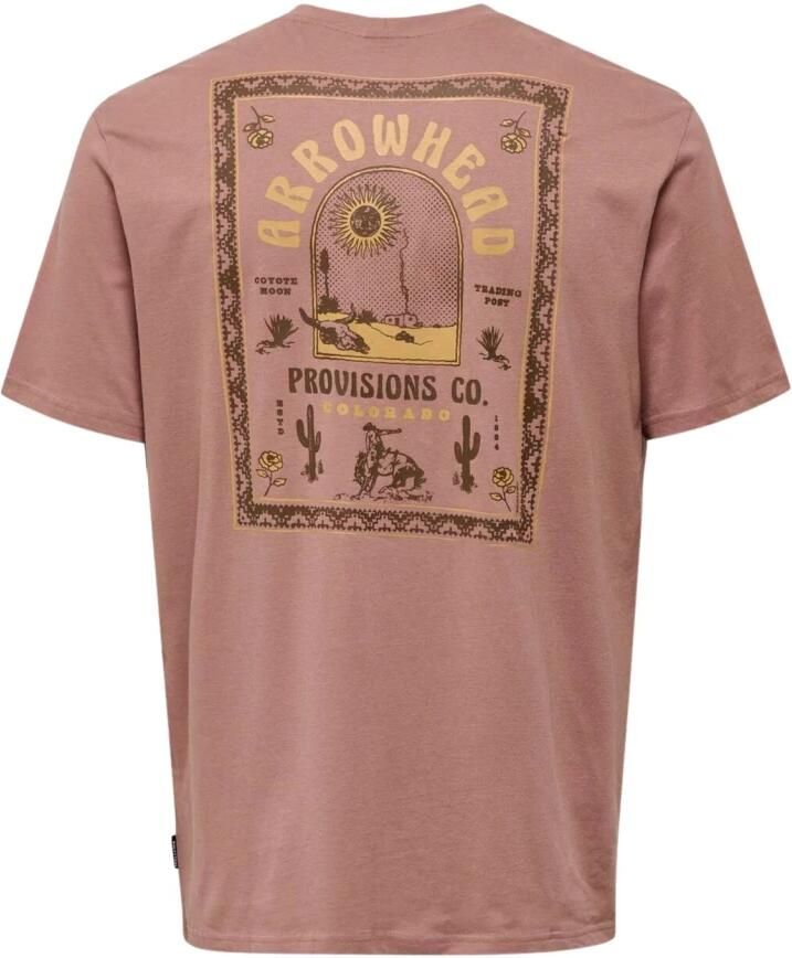 ONLY & SONS regular fit T-shirt ONSMANUEL met backprint bruin - Foto 2