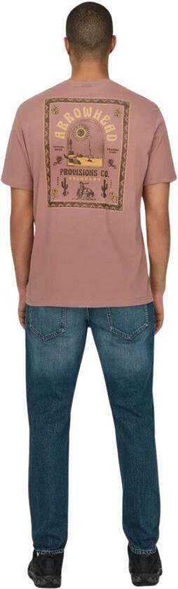 ONLY & SONS regular fit T-shirt ONSMANUEL met backprint bruin - Foto 3