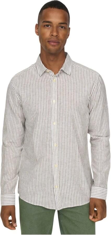 ONLY & SONS Overhemd met korte mouwen ONSCAIDEN LS STRIPE LINEN SHIRT 660 NOOS - Foto 7