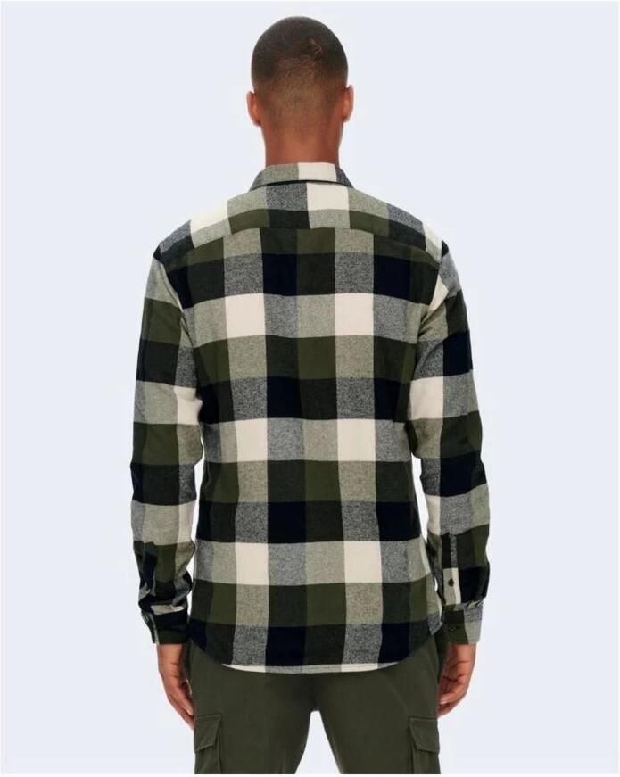 Only & Sons Groene Katoenen Overhemd met Lange Mouwen Green Heren - Foto 3