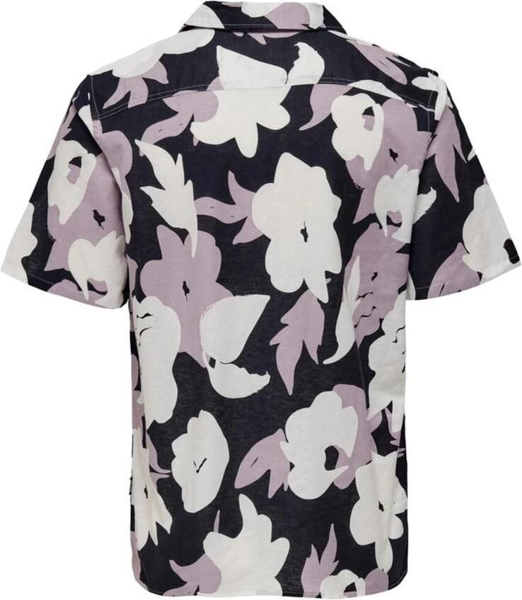 Only & Sons Overhemd Korte Mouw Only & Sons ONSTREV REG CTN LIN AOP SS SHIRT NOOS 22025125 - Foto 3