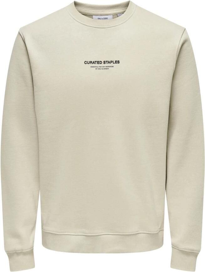 Only & Sons Samengestelde Crew Neck Sweatshirt Zilveren Voering Beige Heren