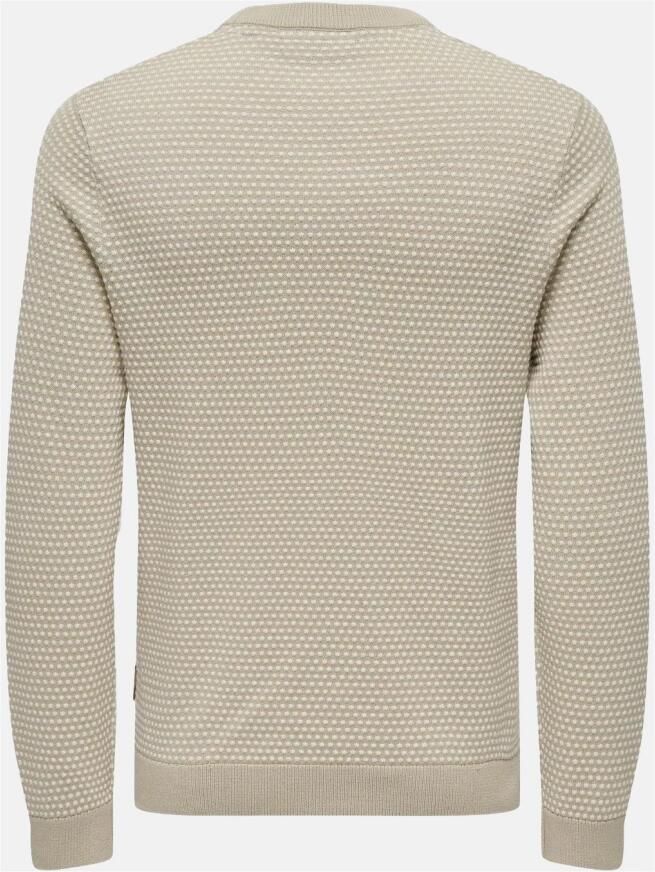 Only & Sons Gestructureerde Crew Gebreide Trui in Zilver Beige Heren - Foto 5
