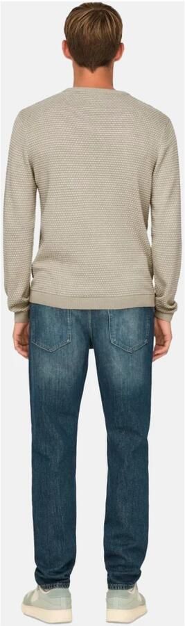 Only & Sons Gestructureerde Crew Gebreide Trui in Zilver Beige Heren - Foto 4