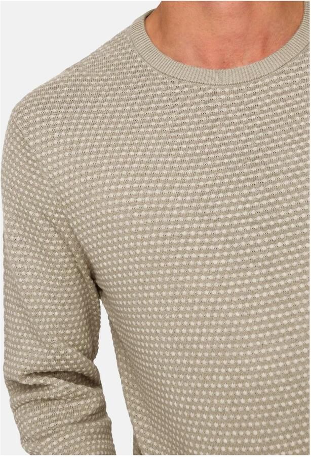 Only & Sons Gestructureerde Crew Gebreide Trui in Zilver Beige Heren