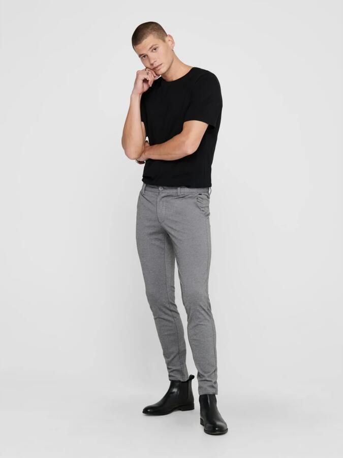ONLY & SONS gemêleerde slim fit chino ONSMARK grijs melange - Foto 4