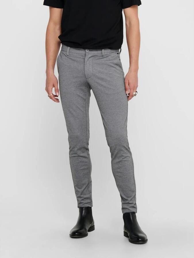 ONLY & SONS gemêleerde slim fit chino ONSMARK grijs melange - Foto 5