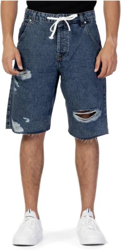Only & Sons Blauwe Ripped Effect Heren Shorts Blue Heren