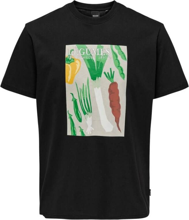 Only & Sons OYenSONS Onsparker REG Fruit SS TEE Black | Freewear Zwart Heren