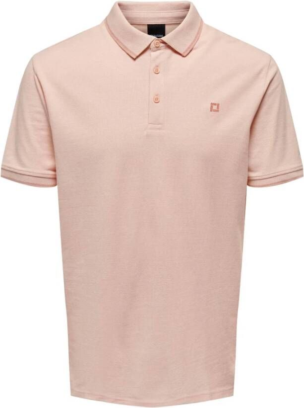 ONLY & SONS slim fit polo ONSFLETCHER met logo peach nectar