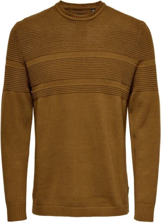 Only & Sons Bruine effen gebreide kleding voor heren Brown Heren