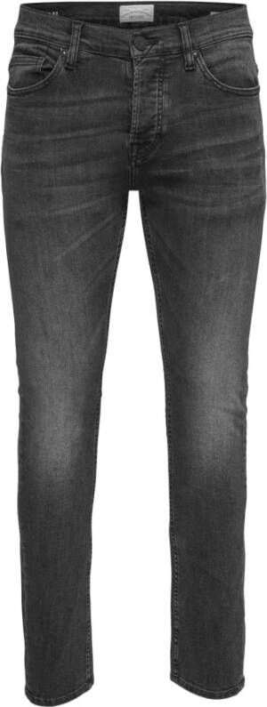 Only & Sons Slim fit jeans Met zwarte wassing loom Zwart Heren