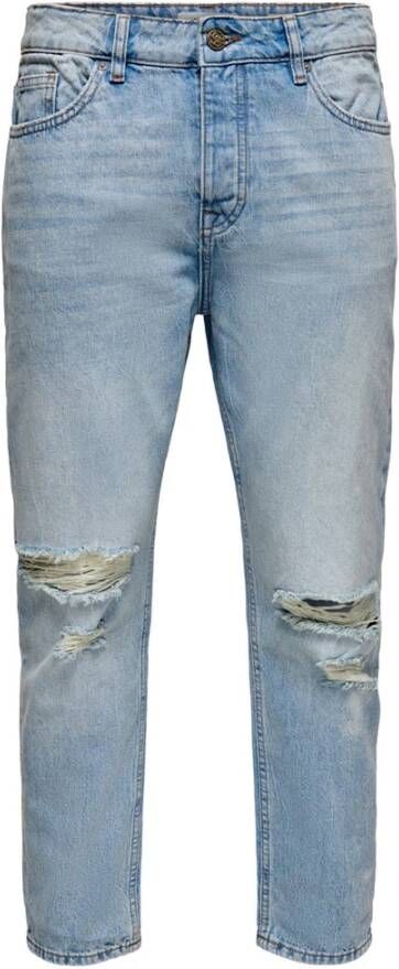 ONLY & SONS tapered fit jeans ONSAVI BEAM Life crop blue denim