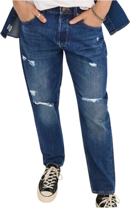 Only & Sons Straight Jeans Blauw Heren
