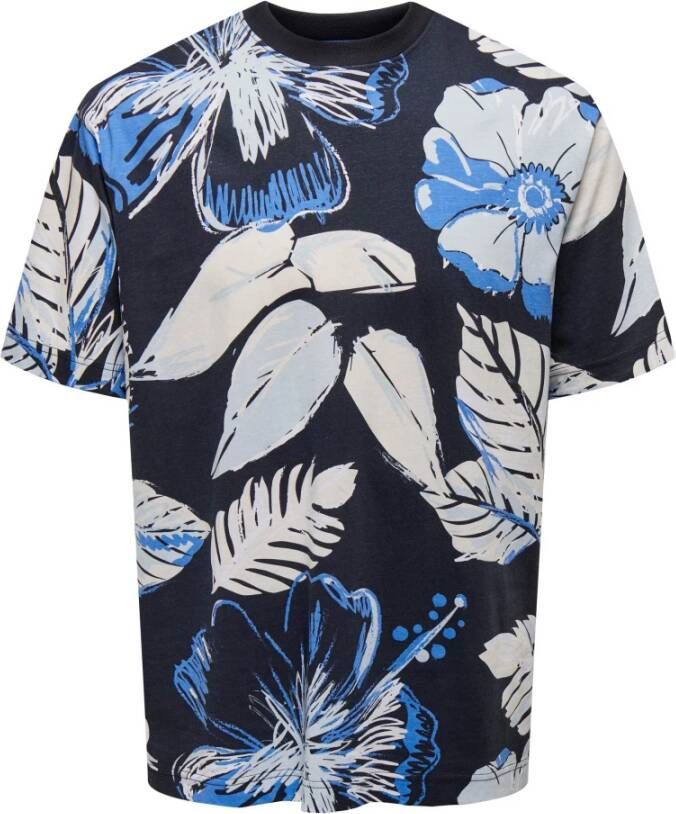 ONLY & SONS regular fit T-shirt ONSARTHUER met all over print dark navy