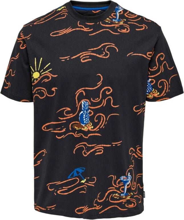 ONLY & SONS regular fit T-shirt ONSPEDRO met all over print dark navy