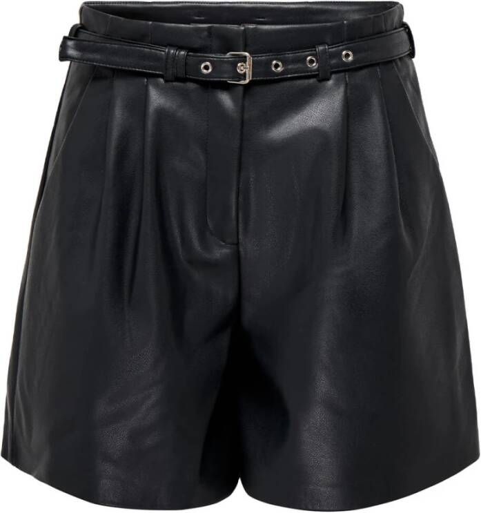 Only Faux Leather Bermuda Shorts Zwart Dames
