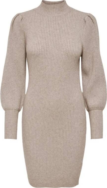 Only Gebreide jurken met lange mouwen Beige Dames