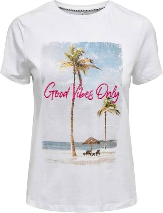 Only Goede vibes t -shirt 15206581 Wit Dames