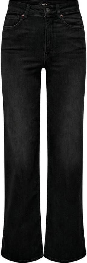 Only Hoge Taille Wijde Pijp Jeans Zwart Dames