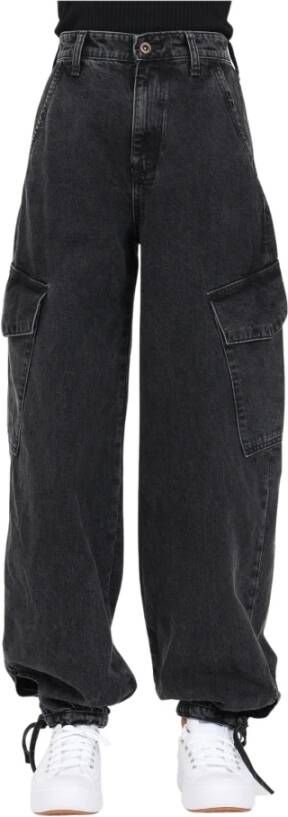 Only Hoge taille zwarte denim jeans met cargo details Zwart Dames