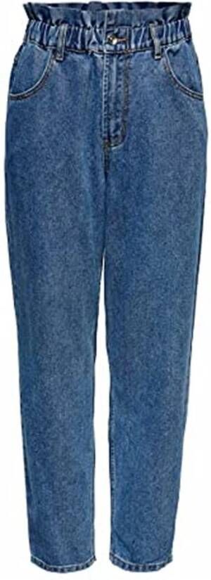 ONLY high waist tapered fit jeans ONLOVA medium blue denim