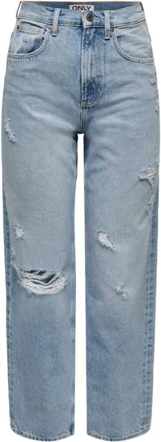 Only Denim High Waist Straight Leg Jeans Blue Dames