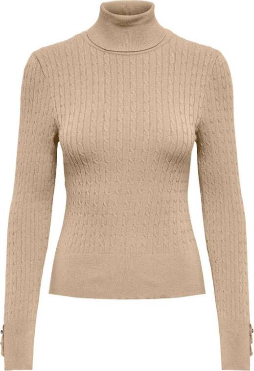 Only Irish Cream Cable Rollneck Sweater | Freewear Bruin Brown Dames
