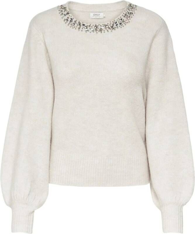 Only Polyester Gebreide Kleding Herfst Winter Collectie Pullover White Dames