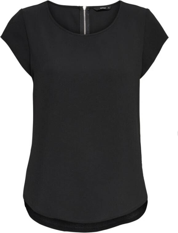 Only Blouse met korte mouwen ONLVIC – Vrouwelijke blouseshirt in losse vorm regular fit web kunstvezel ronde hals effen - Foto 9