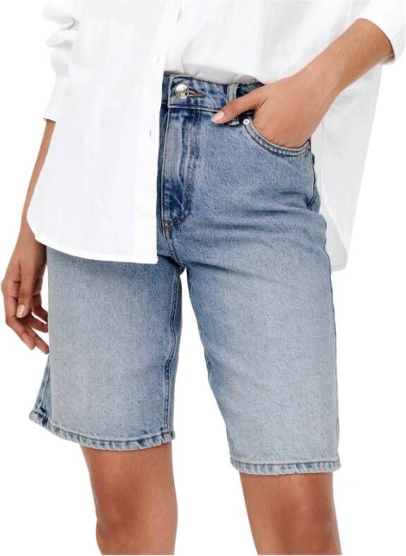 ONLY high waist wide leg bermuda jeans ONLSONNY light blue denim - Foto 8