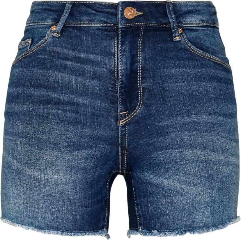 Only Jeansshort ONLBLUSH – Jeansshorts met gerafelde zoom Schuureffecten modieus skinny fit ronde hals regular fit - Foto 2