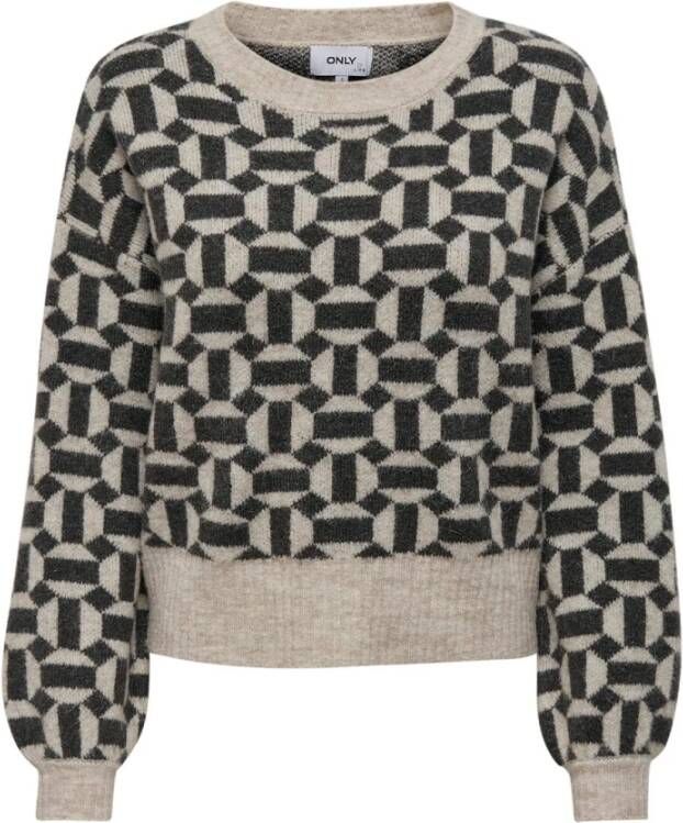 Only Lange Mouw Gebreide Trui Beige Dames