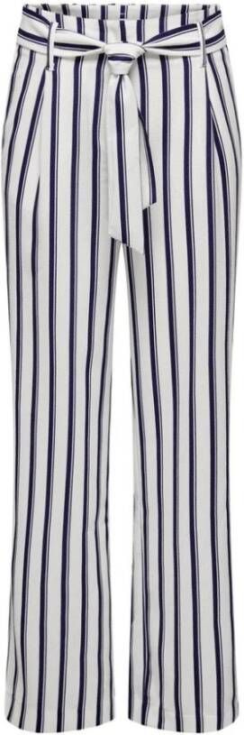 Only Olowa HW Belt Stripe Pant CC TLR Cloud Dancer partiot blue | Freewear Gestreept Wit Dames