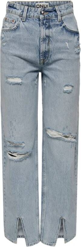 Only Versleten blauwe jeans met rits en knoopsluiting Blue Dames