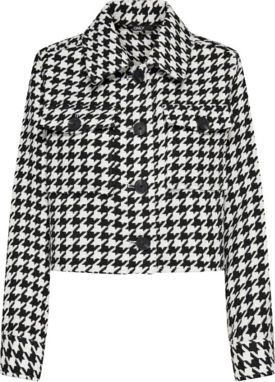 ONLY jasje ONLKIMMIE met pied-de-poule zwart wit