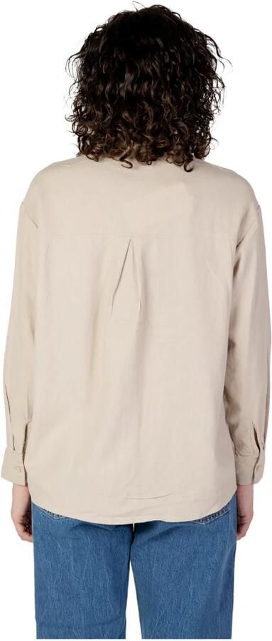 Only Oversized linnen blouse met paspelzakken op de borst model 'CARO' - Foto 5