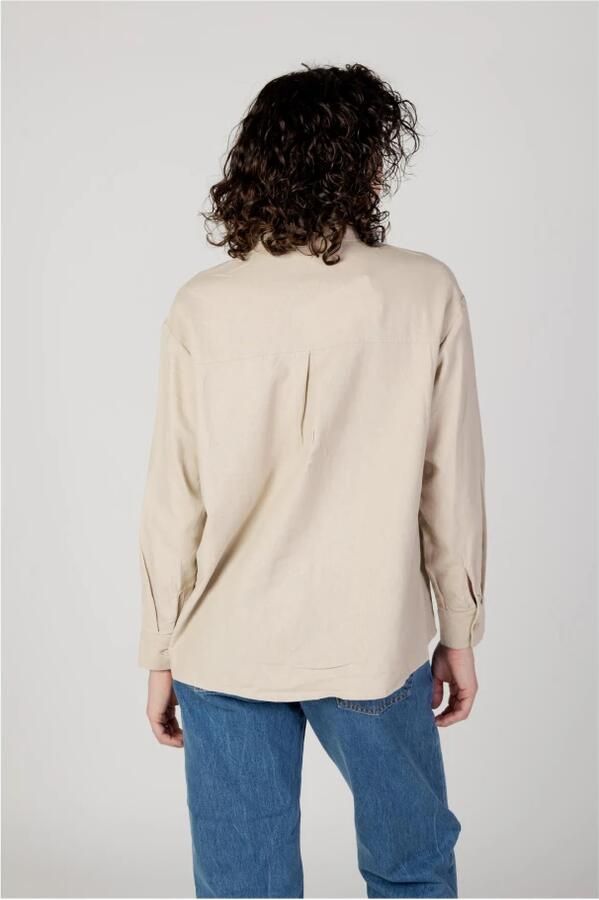 Only Oversized linnen blouse met paspelzakken op de borst model 'CARO' - Foto 2