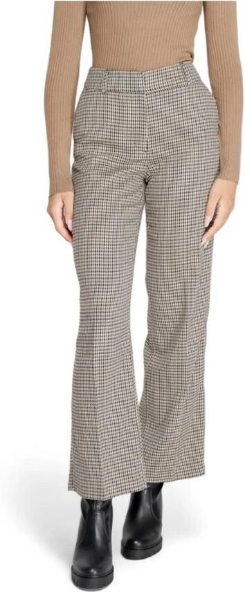 ONLY geruite straight fit broek ONLLETTIE bruin beige zwart