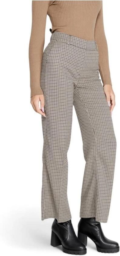 ONLY geruite straight fit broek ONLLETTIE bruin beige zwart - Foto 3