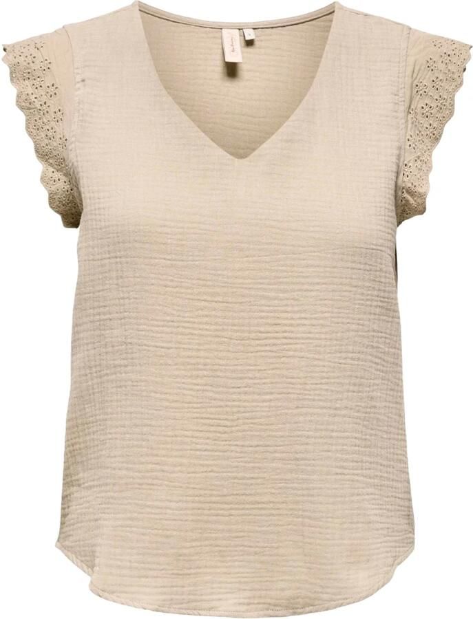 Only Biologisch Katoen Dames T-shirt Lente Zomer Collectie Beige Dames - Foto 4